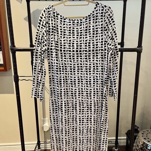 Anne Klein stretch side tie shift geometric print - Picture 8 of 9